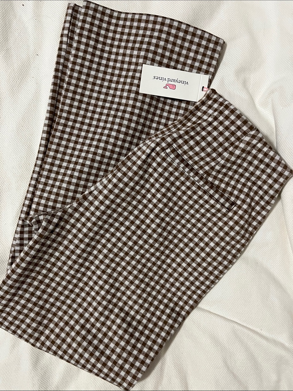 Vineyard Vines pull on anckle pants brown and white